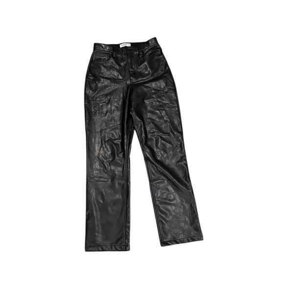 Abercrombie & Fitch The 90’s Straight Ultra High Rise Faux Leather Pants 28 6R - Picture 2 of 6